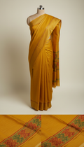 Turmeric Gold Cotton Saree with Minimal Motifs